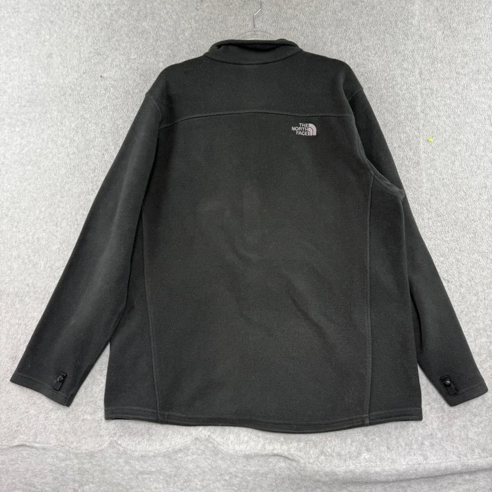 The North Face Fleece Jacket Mens XL Black Full Zip Embroidered Logo Outdoor